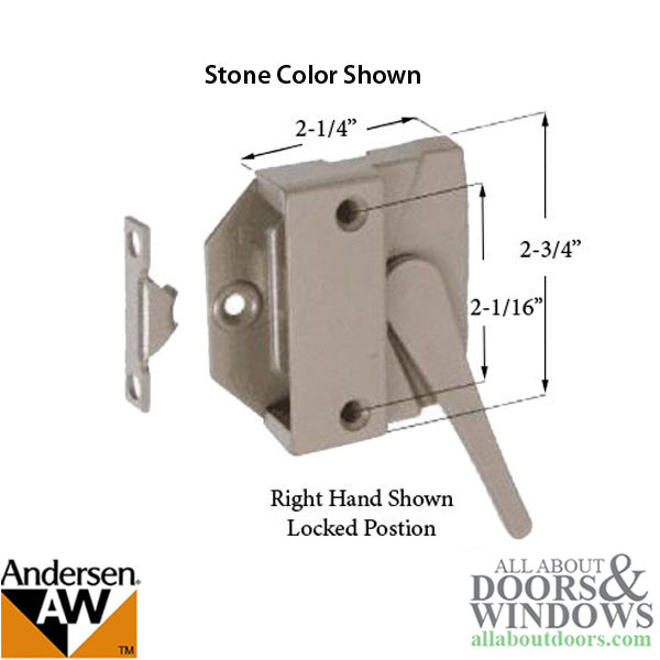 Andersen Casement Window Sash Lock, Perma-Shield 1979-95, RH - White - Andersen Casement Window Sash Lock, Perma-Shield 1979-95, RH - White