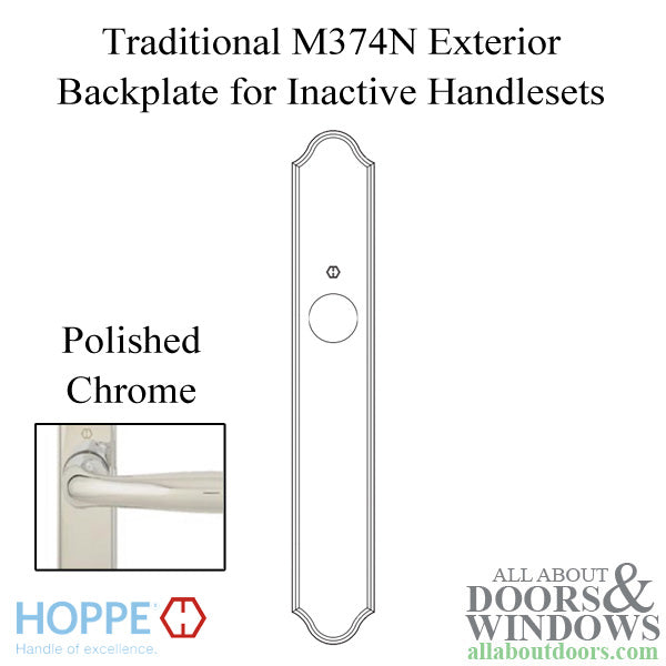 HOPPE Traditional Exterior Backplate M374N for Inactive Handlesets - Polished Chrome - HOPPE Traditional Exterior Backplate M374N for Inactive Handlesets - Polished Chrome