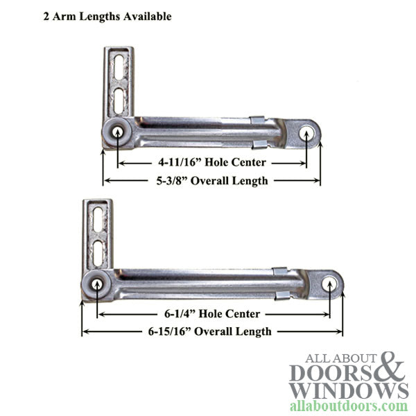 5-3/8 Inch Notched Stainless Steel Roto-Dyad Connecting Arm Bracket for Dyad Casement Operators - 5-3/8 Inch Notched Stainless Steel Roto-Dyad Connecting Arm Bracket for Dyad Casement Operators