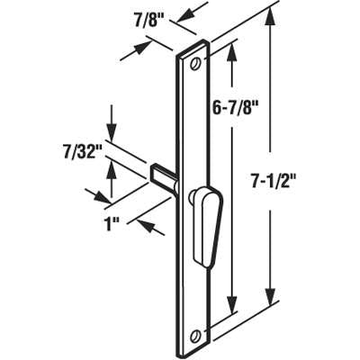 Latch Lever (Thumbturn) & Escutcheon Plate, Sliding Patio Door, Aluminum - Latch Lever (Thumbturn) & Escutcheon Plate, Sliding Patio Door, Aluminum