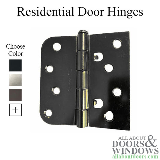 4 x 4 x 5/8" radius/ Square corner Inswing Door HInge,  with-removable pin - Choose Color