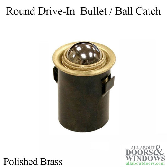 Drive-in Bullet / Ball Catch with 7/8" Base, 1-1/8" Height - Plated Brass