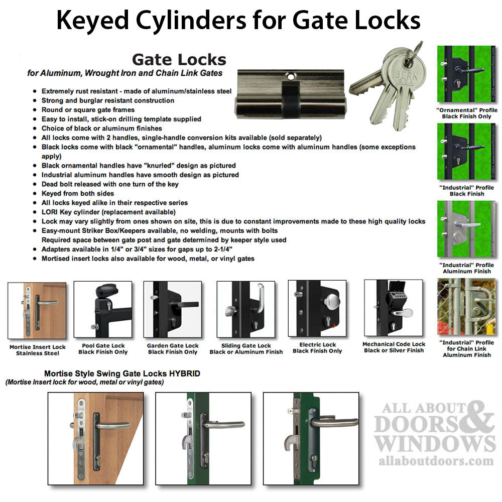 Double Key Gate Lock Profile Cylinder, 80mm - Chrome - Double Key Gate Lock Profile Cylinder, 80mm - Chrome