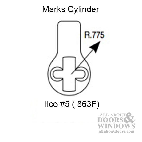 Mortise Cam only,  #5,  Marks  Lock Cylinders - Mortise Cam only,  #5,  Marks  Lock Cylinders