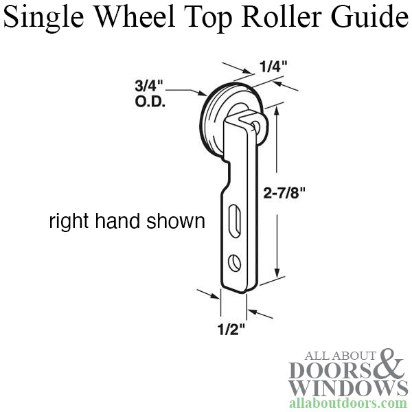 Single Wheel Top Roller Guide For Pocket Door, 3/4 Inch Diameter - Single Wheel Top Roller Guide For Pocket Door, 3/4 Inch Diameter