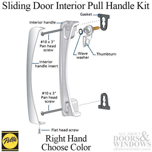 Interior Sliding Door Pull Handle OX, Right Hand - Choose Color