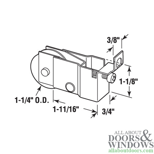 Sliding Glass Door Roller For Ador and Hi Lite Doors 1.25 Inch Nylon Wheel With Metal Housing - Sliding Glass Door Roller For Ador and Hi Lite Doors 1.25 Inch Nylon Wheel With Metal Housing