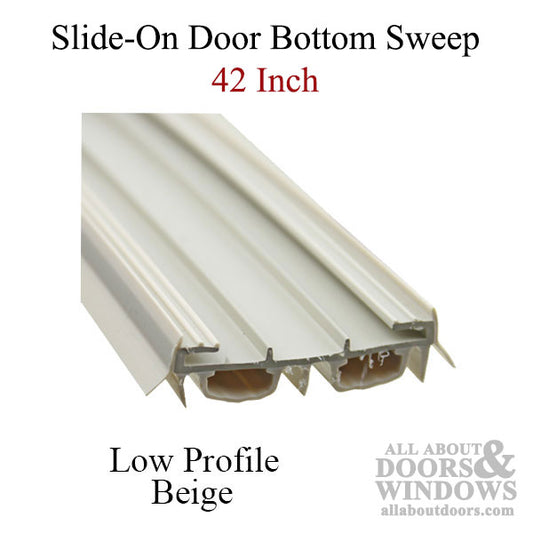 Slide on door bottom/sweep, Low-Profile - 42 Inch - Beige