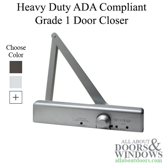 ADA Compliant Grade 1 Commercial Heavy Duty Door Closer, Adjustable Spring Size 1-6, Choose Color