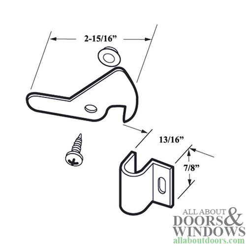 Non-Handed Economy Swing Latch & Strike for Sliding Screen Door - Aluminum - Non-Handed Economy Swing Latch & Strike for Sliding Screen Door - Aluminum