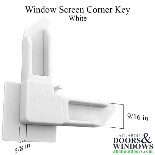 Window Screen Corner Key 3/8 Inch Frame, Plastic - White - Window Screen Corner Key 3/8 Inch Frame, Plastic - White