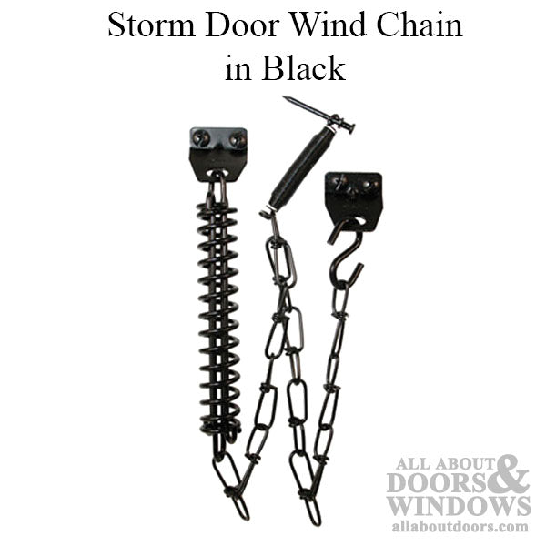 Storm Door Wind Protector Chain and Spring Black Finish - Storm Door Wind Protector Chain and Spring Black Finish