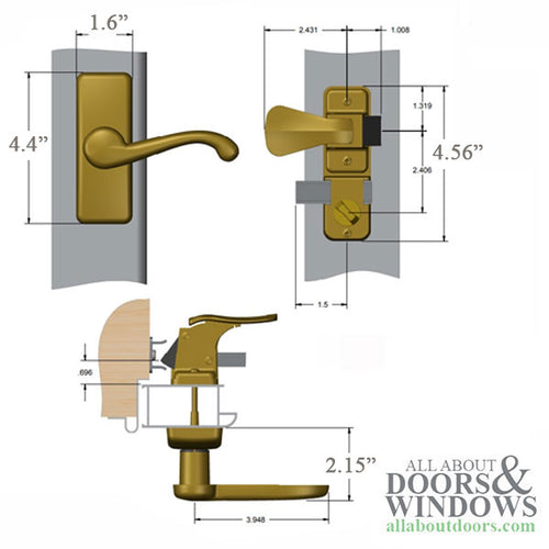 Surface Mount Storm Door Handle with Non Keyed Deadbolt - Surface Mount Storm Door Handle with Non Keyed Deadbolt