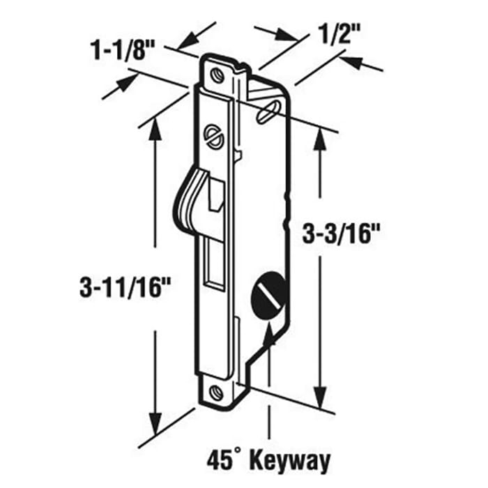 Andersen Deadlock with Metal Tabs for Primed Wood Gliding Patio Door Latch. - Andersen Deadlock with Metal Tabs for Primed Wood Gliding Patio Door Latch.
