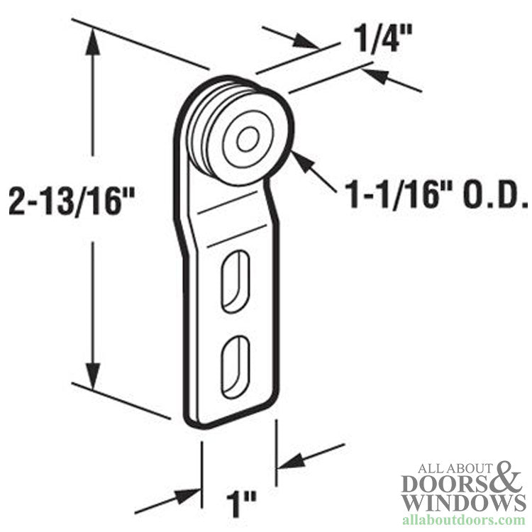 DISCONTINUED - Top Hung Roller Assembly with 1-1/16 Inch Steel Wheel for Sliding Screen Door - Sold Each - DISCONTINUED - Top Hung Roller Assembly with 1-1/16 Inch Steel Wheel for Sliding Screen Door - Sold Each