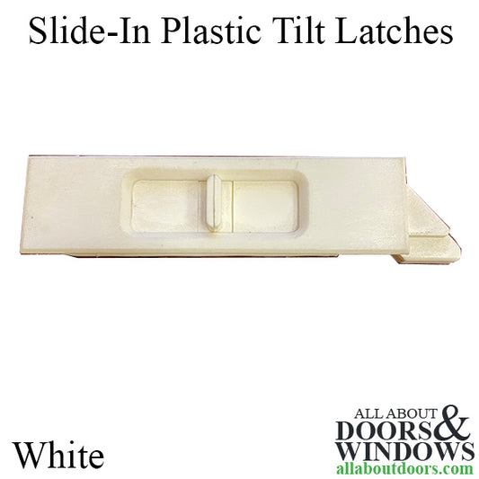 Tilt Latch, Slide in Plastic, Left Hand - White