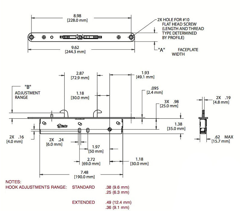 Truth 13319 16mm Nexus 2-Point Sliding Door Mortise Lock – Standard Hooks - Truth 13319 16mm Nexus 2-Point Sliding Door Mortise Lock – Standard Hooks