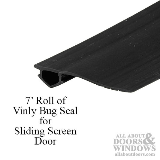 Vinyl Bug Seal for Sliding Screen Door - 7 Foot Roll, Black