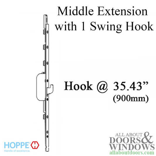 Hoppe Manual Swing Hook/Shootbolt 16mm Middle Extension with Overall Length of 39.84