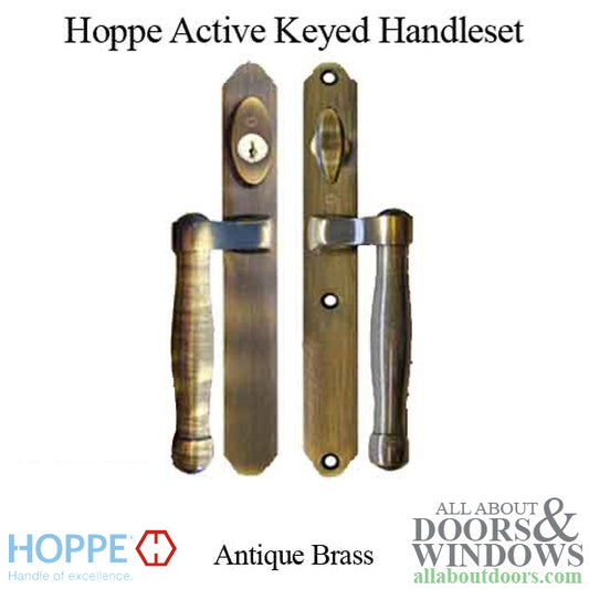 Hoppe HLS 9000 Sliding Door Handle-Set, M574/2170N Active Keyed - Antique Brass