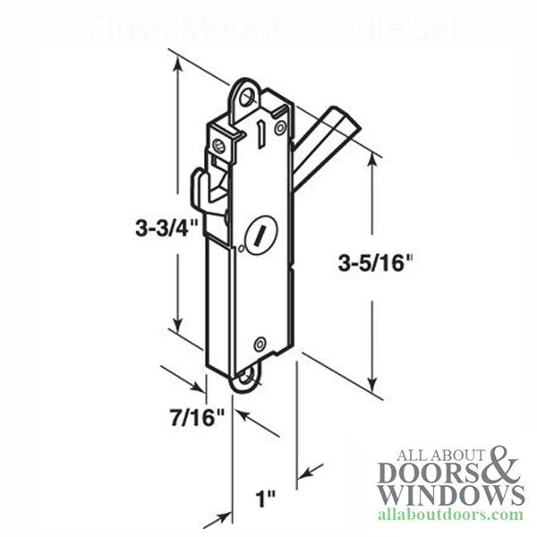 Internal Lock Assembly, 45 Degree Keyway, Sliding Patio Door - Steel - Internal Lock Assembly, 45 Degree Keyway, Sliding Patio Door - Steel