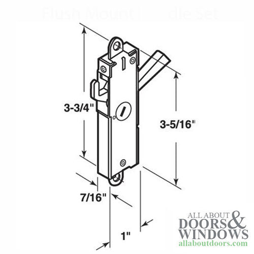 Internal Lock Assembly, 45 Degree Keyway, Sliding Patio Door - Steel - Internal Lock Assembly, 45 Degree Keyway, Sliding Patio Door - Steel