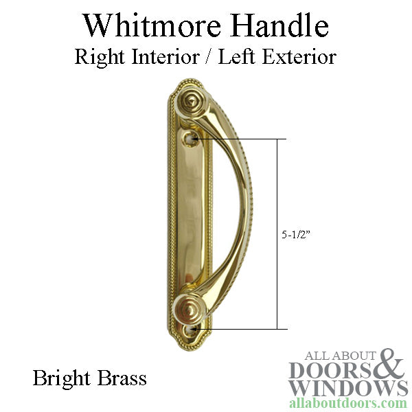 Andersen Whitmore Gliding Door Handle - Right Interior/Left Exterior - Bright Brass - Andersen Whitmore Gliding Door Handle - Right Interior/Left Exterior - Bright Brass