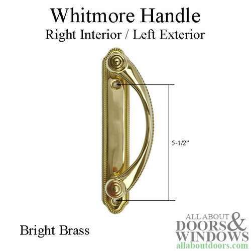 Andersen Whitmore Gliding Door Handle - Right Interior/Left Exterior - Bright Brass - Andersen Whitmore Gliding Door Handle - Right Interior/Left Exterior - Bright Brass