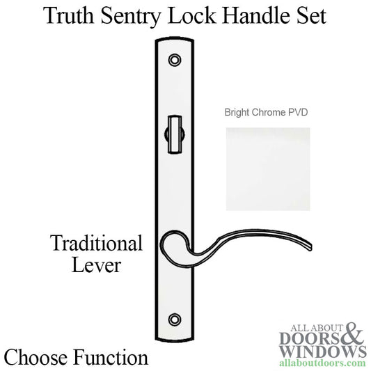 Truth Sentry Lock Handle Set, Traditional, Decorative finish over Brass, PVD Chrome