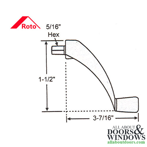 Roto Pro-Drive window operator crank handle, hex spline - Roto Pro-Drive window operator crank handle, hex spline