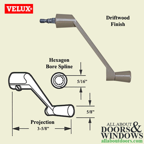 Velux Crank Handle, Type CHL - Driftwood Finish - Velux Crank Handle, Type CHL - Driftwood Finish