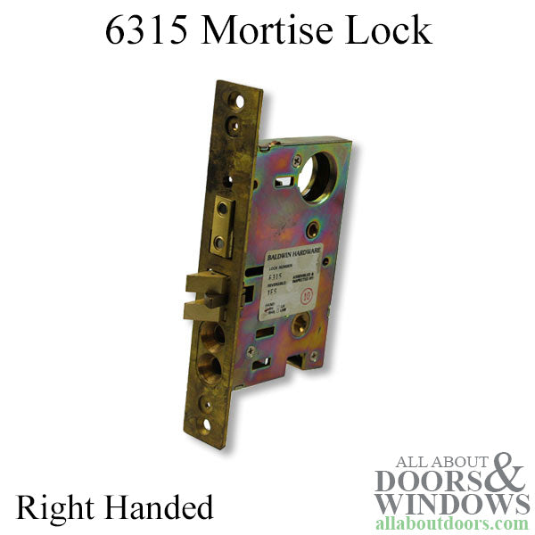 6315 Heavy Duty Interior Mortise Lock, Bedroom/Bath, Right Handed - Minus Faceplate - 6315 Heavy Duty Interior Mortise Lock, Bedroom/Bath, Right Handed - Minus Faceplate