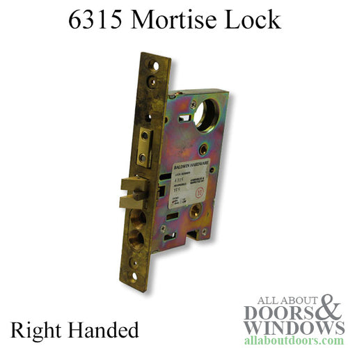 6315 Heavy Duty Interior Mortise Lock, Bedroom/Bath, Right Handed - Minus Faceplate - 6315 Heavy Duty Interior Mortise Lock, Bedroom/Bath, Right Handed - Minus Faceplate