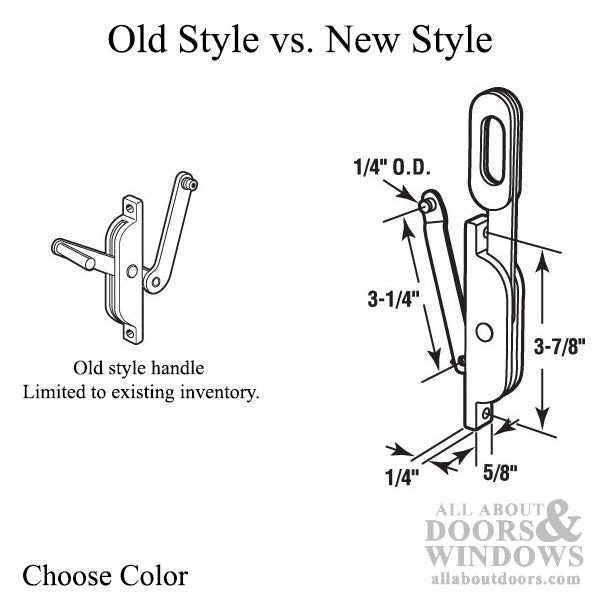 Old Style Jalousie or Louver Window Operator, Lever, 3 Link, Left Hand - Choose Color - Old Style Jalousie or Louver Window Operator, Lever, 3 Link, Left Hand - Choose Color