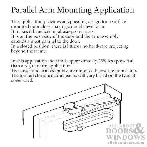 Parallel Arm Mounting Bracket for Heavy Duty Door Closer - Choose Color - Parallel Arm Mounting Bracket for Heavy Duty Door Closer - Choose Color