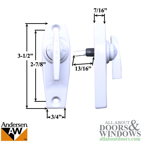 Andersen Perma-Shield Gliding 3-Panel Door Inside Thumb Latch - White - Andersen Perma-Shield Gliding 3-Panel Door Inside Thumb Latch - White