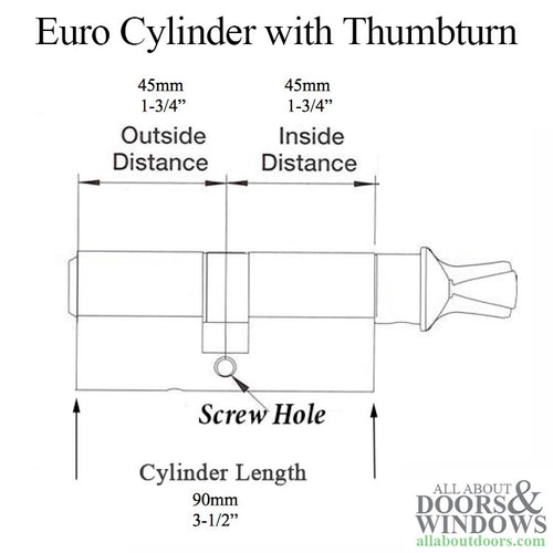 45/45 Euro Profile Cylinder with oval knob, Y1 keyway - 45/45 Euro Profile Cylinder with oval knob, Y1 keyway