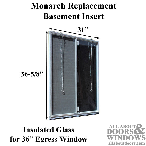 Monarch C-310A-36 Aluminum Basement WINDOW Insert, Dual Pane Glass - Monarch C-310A-36 Aluminum Basement WINDOW Insert, Dual Pane Glass