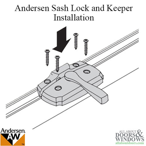 Andersen Woodwright Double Hung Windows Sash Lock & Keeper Set - Distressed Nickel - Andersen Woodwright Double Hung Windows Sash Lock & Keeper Set - Distressed Nickel