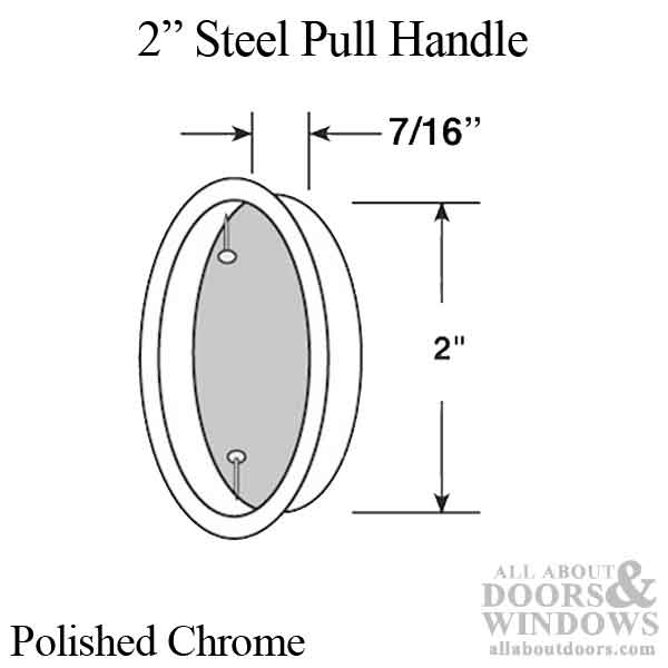 Pull Handle, 2 inch, Steel, Chrome Finish - 2 Pack - Pull Handle, 2 inch, Steel, Chrome Finish - 2 Pack