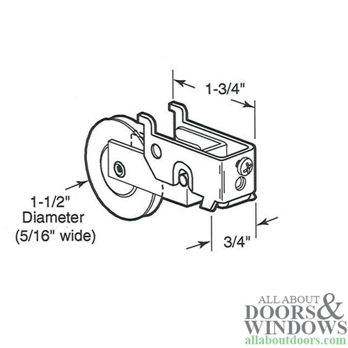 Sliding Door Roller For Hi Lite Old Stlye Doors 1.5 Inch Nylon Wheel Roller With Metal Housing - Sliding Door Roller For Hi Lite Old Stlye Doors 1.5 Inch Nylon Wheel Roller With Metal Housing