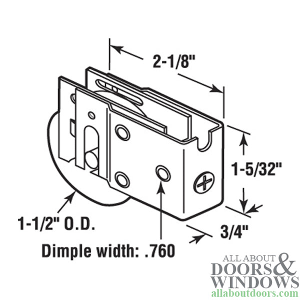 Sliding Patio Door Roller Assembly with Adjustable Steel U Tab Housing 1.5 Inch Steel Ball Bearing Wheel Diameter - Sliding Patio Door Roller Assembly with Adjustable Steel U Tab Housing 1.5 Inch Steel Ball Bearing Wheel Diameter