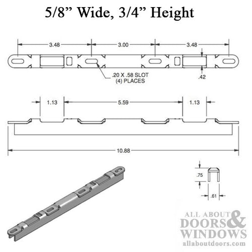 Sliding Door Keeper, 1/2-N Raised Dual Point lock - SS - Sliding Door Keeper, 1/2-N Raised Dual Point lock - SS