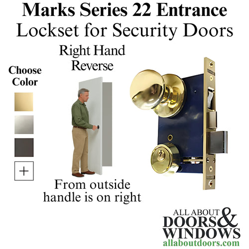 Marks Series 22 Entrance Door Handle Set Right Hand Reverse Door Knob Set - Marks Series 22 Entrance Door Handle Set Right Hand Reverse Door Knob Set