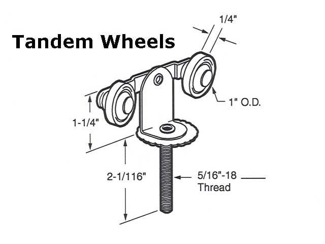 Wardrobe  roller, 1 inch Tandem wheel - Wardrobe  roller, 1 inch Tandem wheel