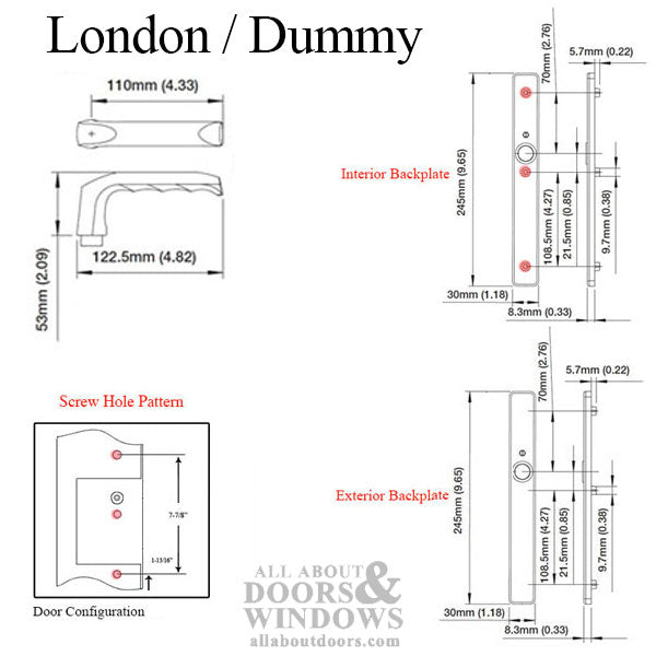HOPPE Multipoint Lock Handleset London 113/ 2246 Aluminum Fixed Dummy Silver (F1) - HOPPE Multipoint Lock Handleset London 113/ 2246 Aluminum Fixed Dummy Silver (F1)