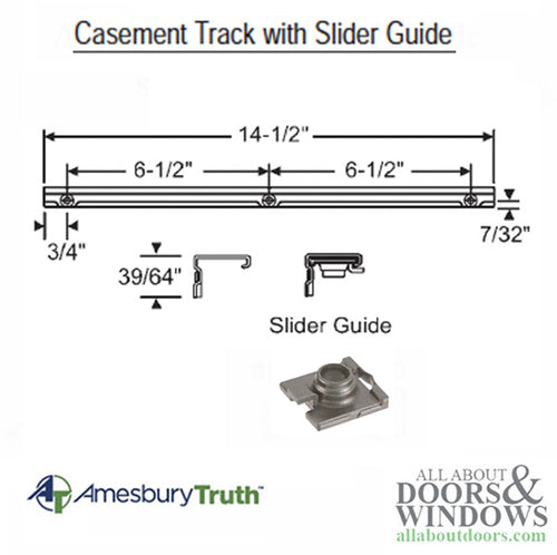 Truth 11576.00.0520 Maxim Encore Casement Track and Slider Guide - Stainless Steel - Truth 11576.00.0520 Maxim Encore Casement Track and Slider Guide - Stainless Steel