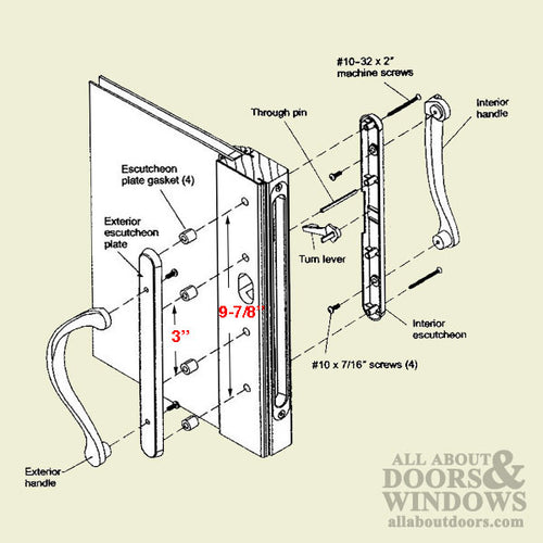 Marvin Active Non-Keyed, Narrow Sliding Door Handle, Center Thumb - Satin Chrome - Marvin Active Non-Keyed, Narrow Sliding Door Handle, Center Thumb - Satin Chrome