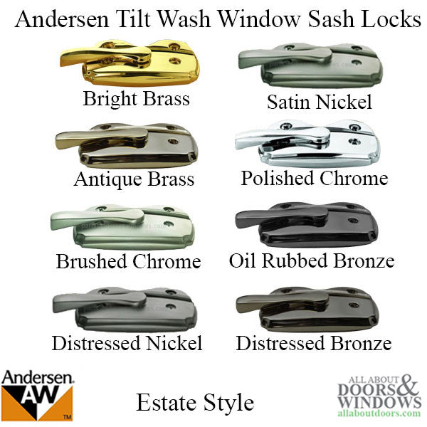 Andersen Tilt-Wash (DC) and Tilt-Wash (TW) Windows - Estate Series Sash Lock,  Choose Finish - Andersen Tilt-Wash (DC) and Tilt-Wash (TW) Windows - Estate Series Sash Lock,  Choose Finish