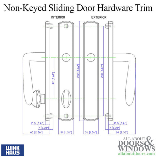 Botticelli Non-Keyed Entry for Winkhaus Sliding Door Hardware Trim - Botticelli Non-Keyed Entry for Winkhaus Sliding Door Hardware Trim